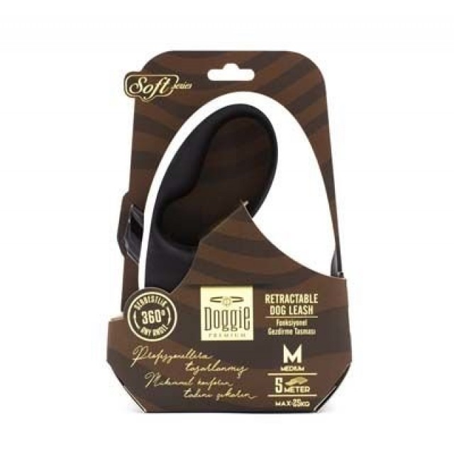 Doggie Soft Otomatik Köpek Uzatma Tasması Medium Beyaz 25 Kg 5 Mt