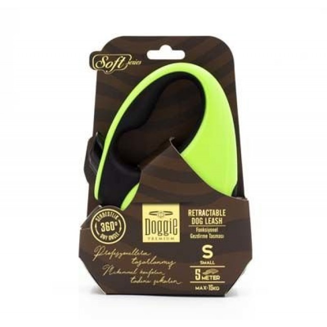 Doggie Soft Otomatik Köpek Uzatma Tasması Small Yeşil 15 Kg 5 Mt