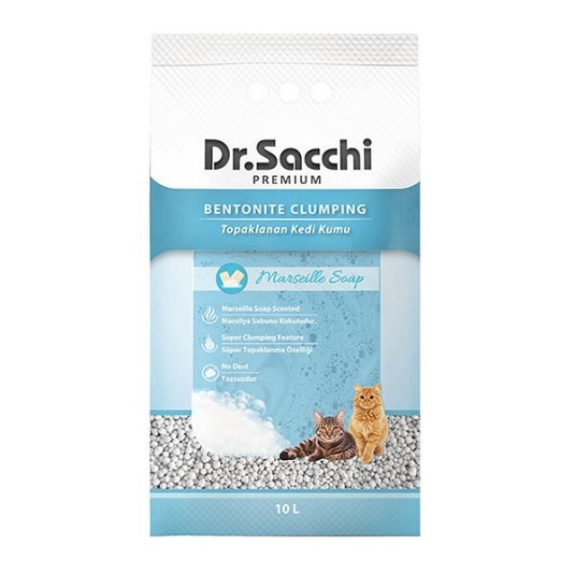 Dr.Sacchi Süper Emici Marsilya Sabunlu Topaklanan Bentonit Doğal Kedi Kumu 10 Lt Dr.Sacchi Süper Emici Marsilya Sabunlu Topaklanan Bentonit Doğal Kedi Kumu 10 Lt