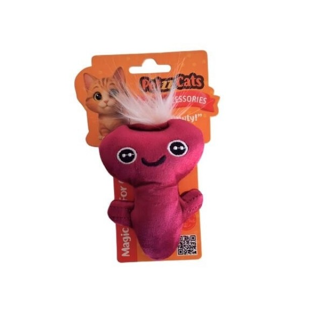 PetzzCats Axe Matatabi ve Çıngırak Sesli Peluş Kedi Oyuncağı Bordo 13x7 Cm