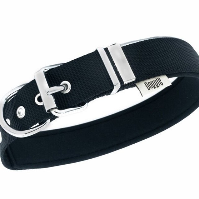 Doggie Comfort Dokuma Kemikli Köpek Boyun Tasması Medium Siyah 3x42-50 Cm