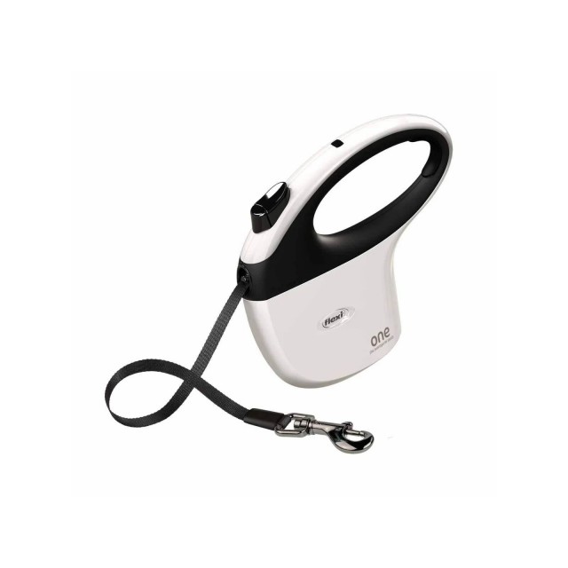 Flexi Tüm Bedenler için Şerit Otomatik Köpek Gezdirme Tasması 5 Mt Beyaz