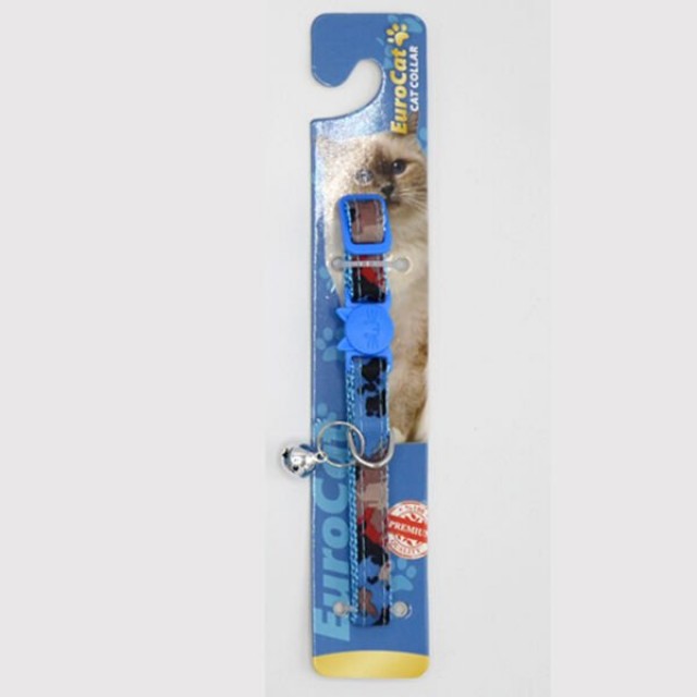 Eurocat Dalga Desenli Kedi Boyun Tasması Mavi 10 Mm 28 Cm