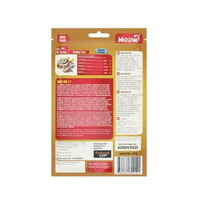 Moow Morina Balıklı Deniz Taraklı ve Keçi Sütlü Yetişkin Sıvı Kedi Ödül Maması 1 Adet 6x12 Gr