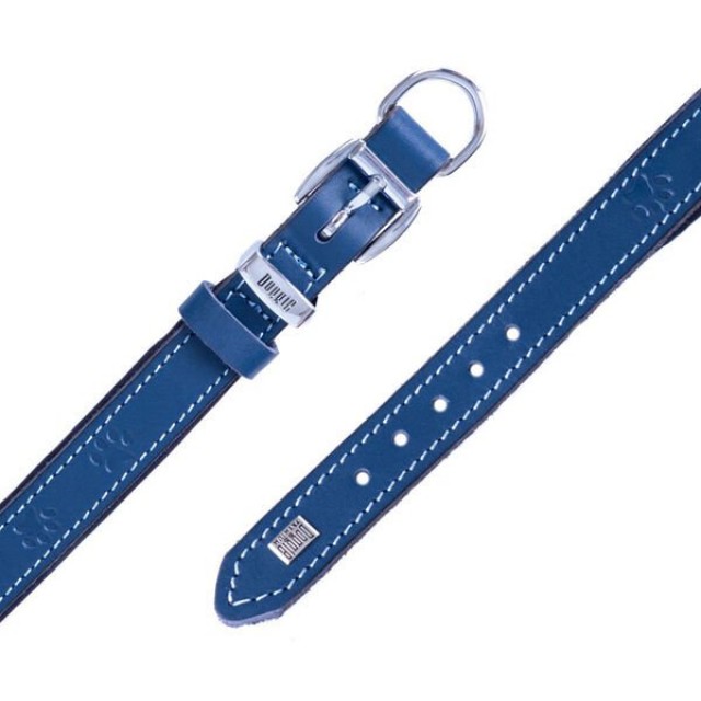 Doggie Comfort Deri Pati Desenli Köpek Boyun Tasması Medium Mavi 2x35-40 Cm