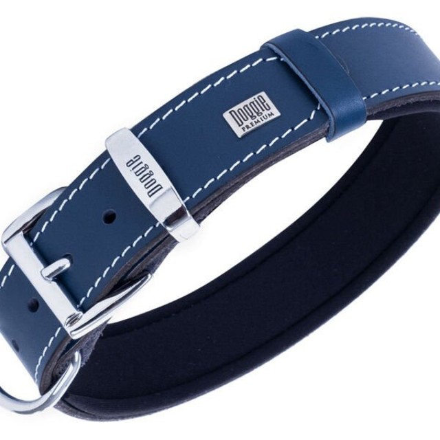 Doggie Comfort Deri Pati Desenli Köpek Boyun Tasması Small Mavi 4x47-55 Cm