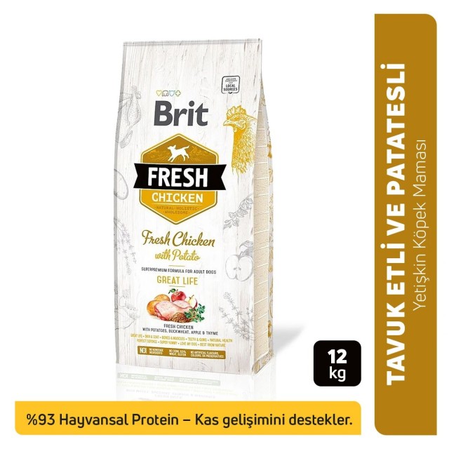Brit Fresh Tavuk ve Patatesli Yetişkin Köpek Maması 12 Kg
