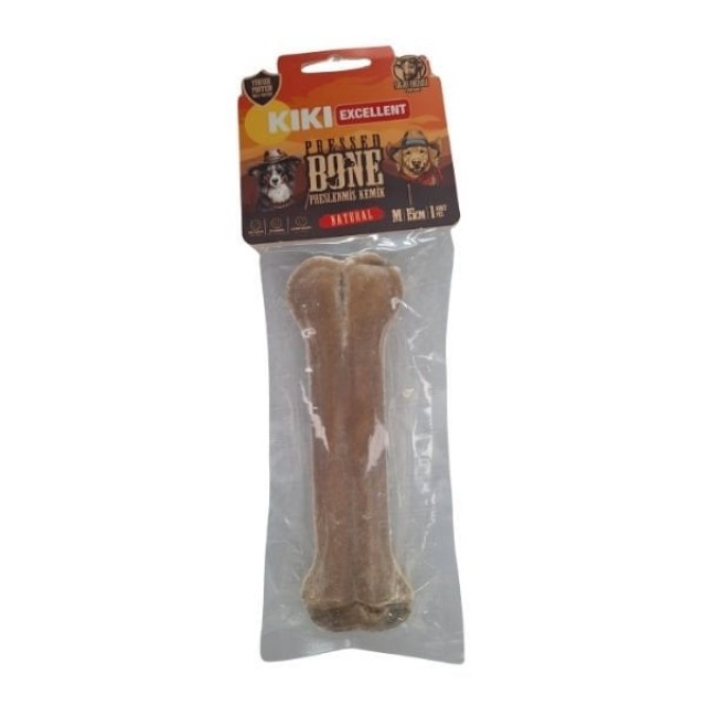 Kiki Excellent Sığır Derisinden Naturel Pres Kemik Köpek Ödülü 15 Cm