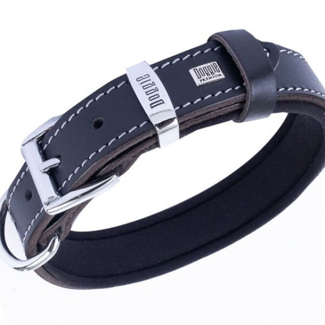 Doggie Comfort Deri Kemik Süslü Köpek Boyun Tasması Medium Siyah 2.5x37-45 Cm