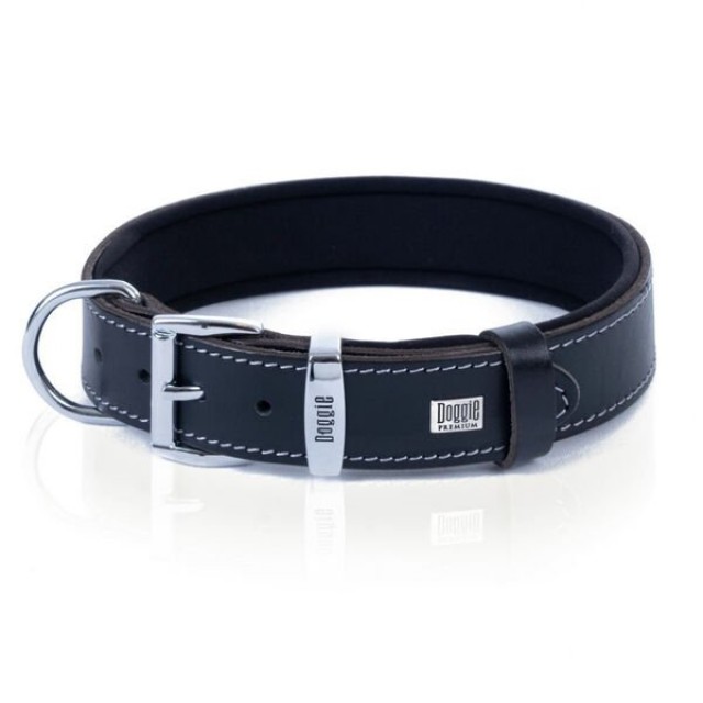 Doggie Comfort Deri Pati Desenli Köpek Boyun Tasması Large Siyah 3.5x52-60 Cm
