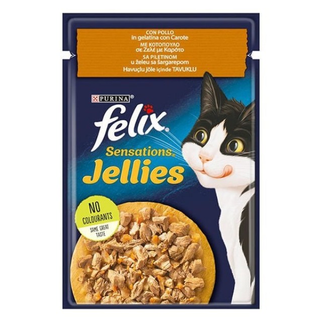 Felix Sensations Taze Havuçlu Jöle İçerisinde Tavuklu Yetişkin Konserve Kedi Maması 85 Gr