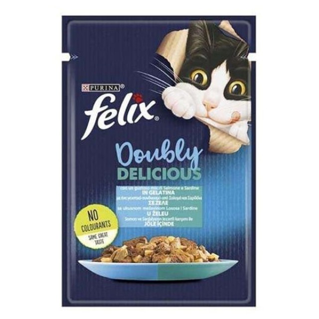 Felix Taze Somon ve Sardalya Jöleli Pouch Yetişkin Konserve Kedi Maması 85 Gr