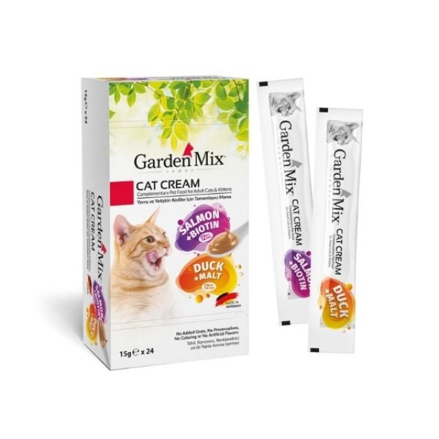 Garden Mix Somonlu ve Ördekli Sıvı Kedi Ödül Maması 15 Gr 24 Adet