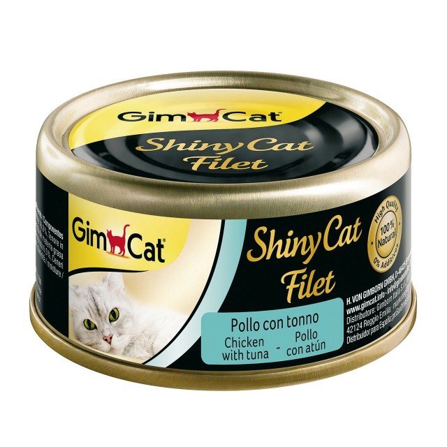 Gimcat Shinycat Fileto Tuna Balıklı ve Tavuklu Yetişkin Konserve Kedi Maması 70 Gr
