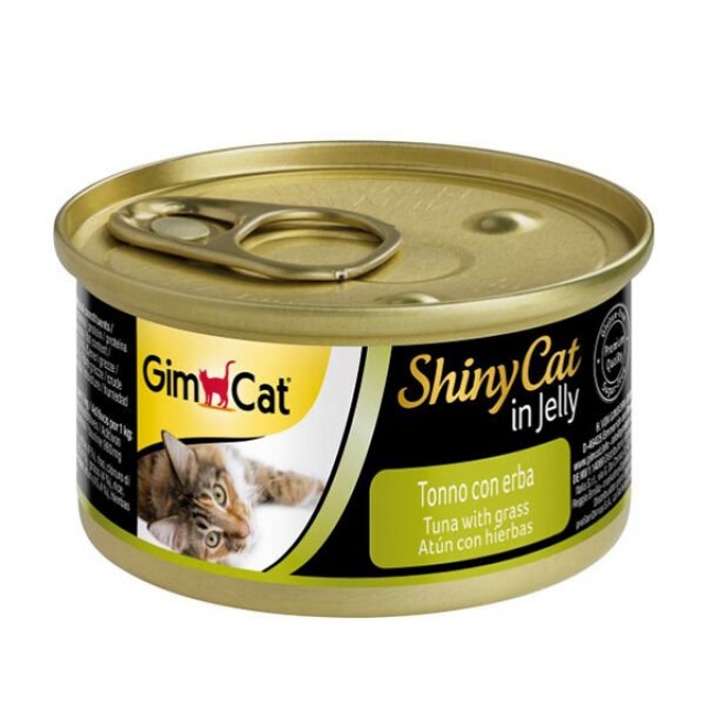 Gimcat Shinycat Tuna Balıklı Çimenli Yetişkin Konserve Kedi Maması 70 Gr