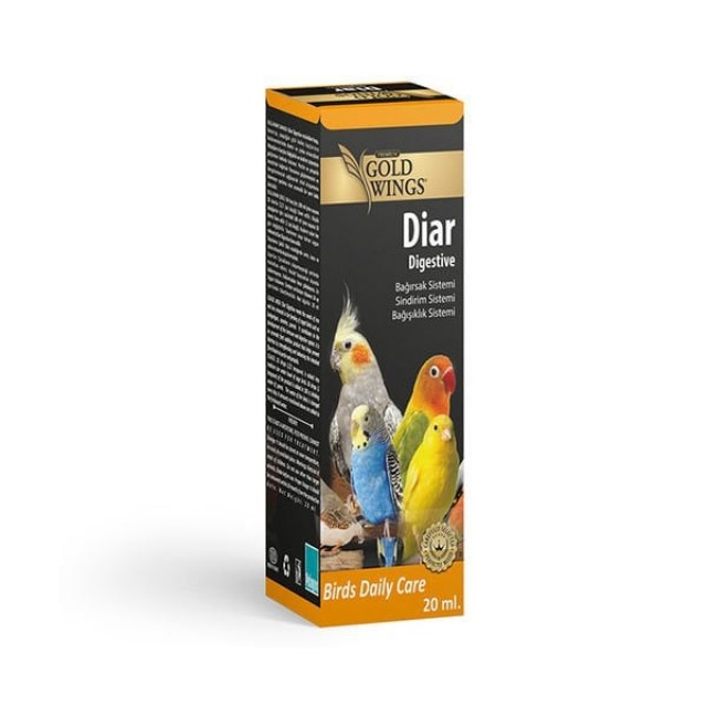 Gold Wings Premium Diar Digestive Kuşlar için Bağışıklık Sistemi ve İshale Karşı Sıvı Vitamin 20 Ml