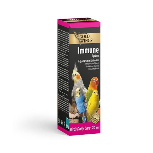 Gold Wings Premium Immune System Kuşlar için Bağışıklık Güçlendirici Sıvı Vitamin 20 Ml