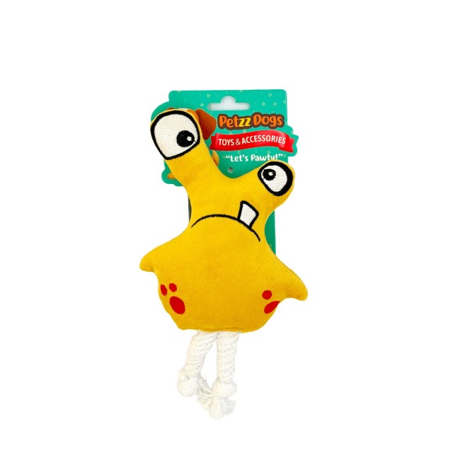 PetzzDogs Kuntik Sesli Dayanıklı Peluş Köpek Çiğneme Oyuncağı Sarı 22x16 Cm
