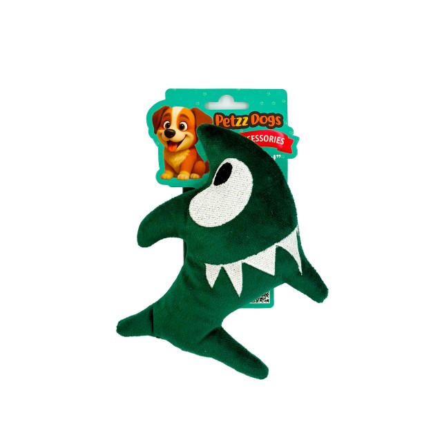 PetzzDogs Shark Sesli Dayanıklı Peluş Köpek Çiğneme Oyuncağı Yeşil 16x14 Cm