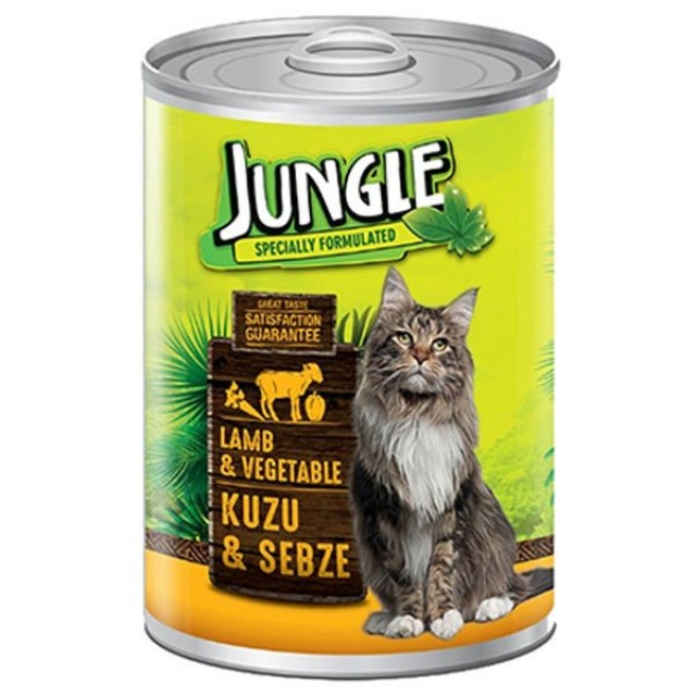 Jungle Kuzu Etli ve Sebzeli Yetişkin Konserve Kedi Maması 415 Gr