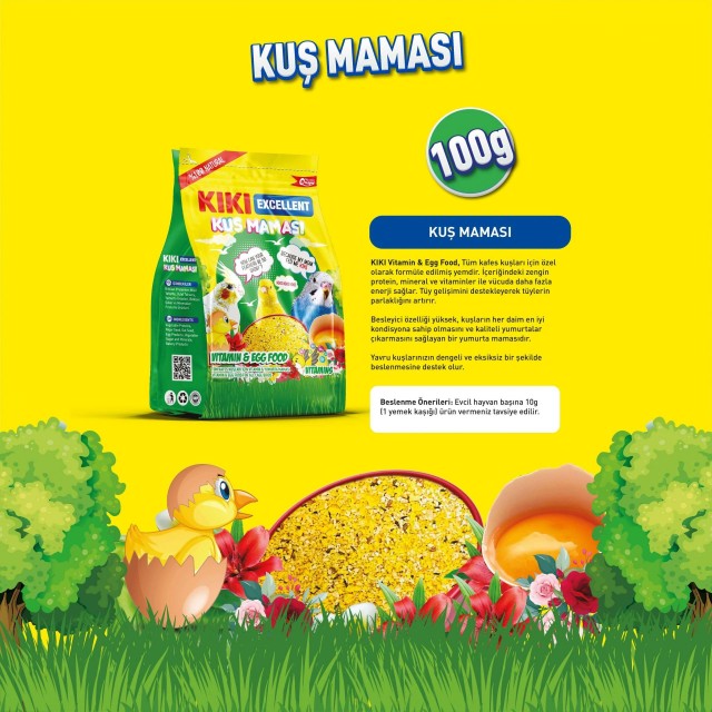 Kiki Excellent Vitaminli ve Yumurtalı Kuş Maması 100 Gr