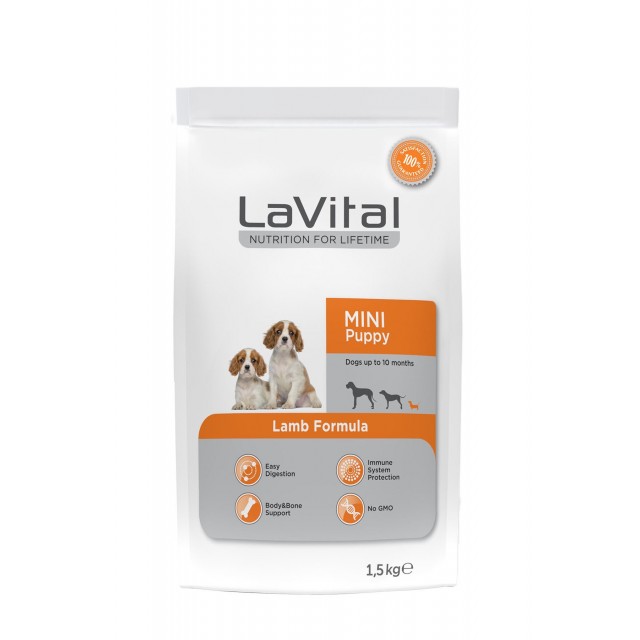 Lavital Mini Puppy Kuzu Etli Küçük Irk Yavru Köpek Maması 1.5 Kg