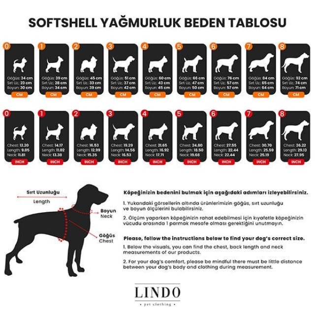 Lindo Dogs Softshell Red Stripe Köpek Yağmurluğu Kırmızı Beden 8