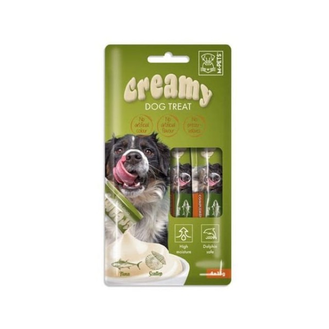 M-Pets Creamy Deniz Taraklı ve Ton Balıklı Sıvı Köpek Ödül Maması 15 Gr 4 Adet