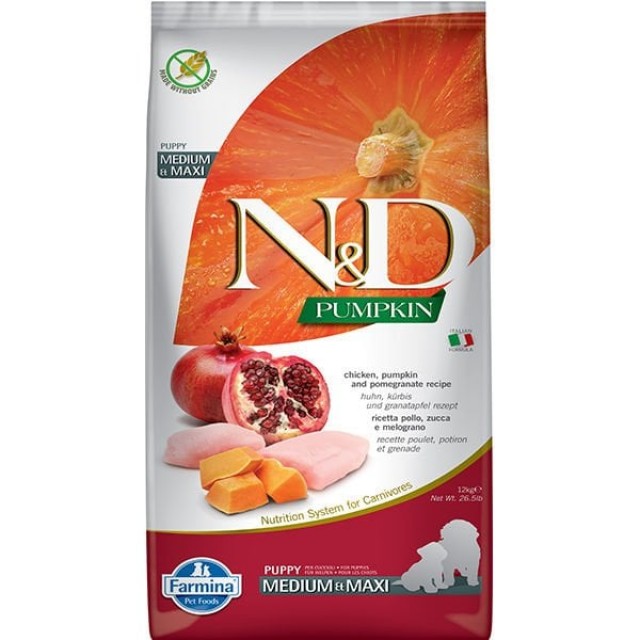 N&D Pumpkin Tavuk ve Narlı Büyük ve Orta Irk Yavru Köpek Maması 12 Kg