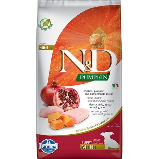 N&D Pumpkin Tavuk ve Narlı Mini Yavru Köpek Maması 7 Kg