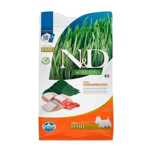 N&D Spirulina Ringa Balıklı Mini Irk Yetişkin Köpek Maması 2 Kg