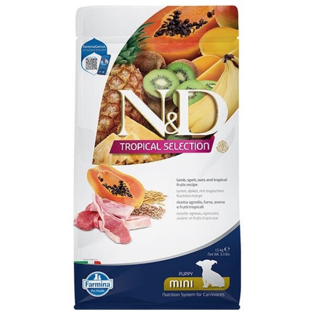 N&D Tropical Selection Kuzu Etli ve Tropikal Meyveli Mini Irk Yavru Köpek Maması 1.5 Kg