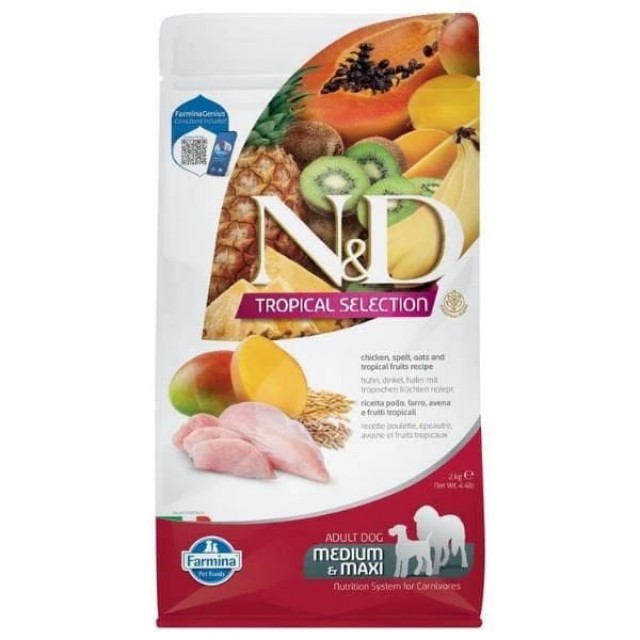 N&D Tropical Selection Tavuklu ve Tropical Meyveli Orta ve Büyük Irk Yetişkin Köpek Maması 2 Kg