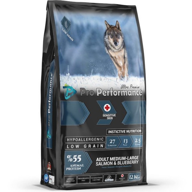 Pro Performance Somonlu ve Yaban Mersinli Orta ve Büyük Irk Yetişkin Köpek Maması 12 Kg