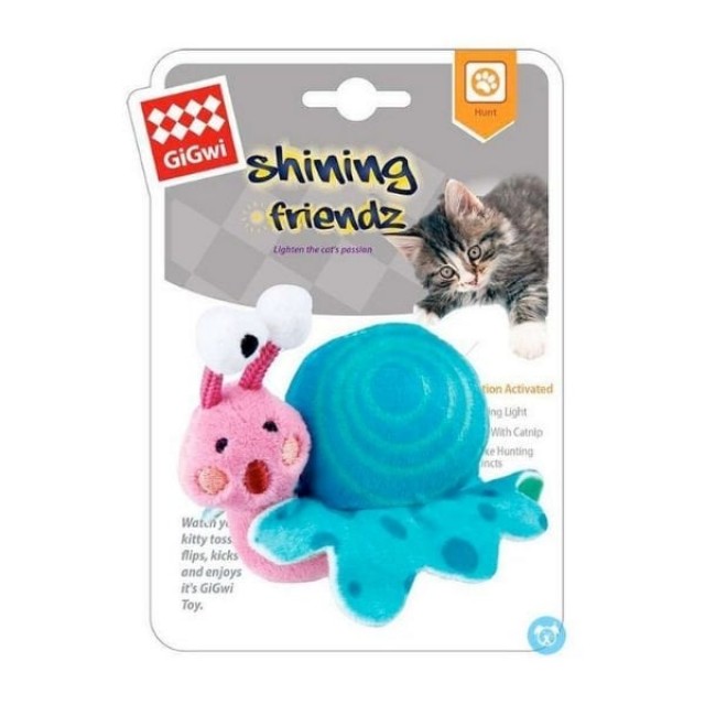 Gigwi Catnipli Işıklı Salyangoz Peluş Kedi Oyuncağı 12 Cm Mavi/Pembe