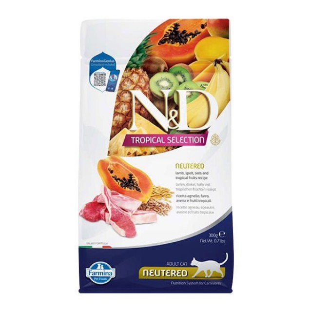 N&D Tropical Selection Sterilised Kuzu Etli Kısırlaştırılmış Yetişkin Kedi Maması 300 Gr