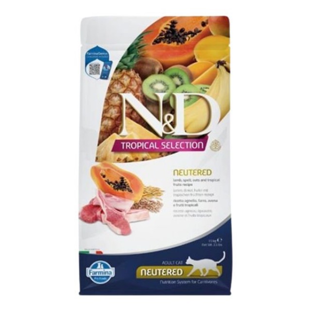 N&D Tropical Selection Sterilised Kuzu Etli Kısırlaştırılmış Yetişkin Kedi Maması 1.5 Kg