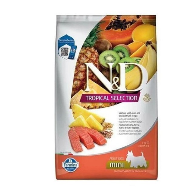 N&D Tropical Selection Somonlu ve Tropical Meyveli Mini Irk Yetişkin Köpek Maması 5 Kg