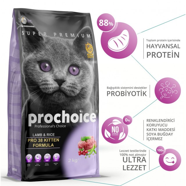 Pro Choice Pro 38 Kitten Kuzu Etli Yavru Kedi Maması 15 Kg