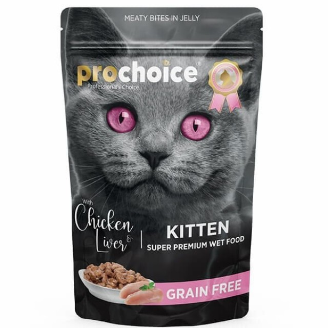 Pro Choice Tahılsız Kitten Tavuk ve Ciğerli Yavru Konserve Kedi Maması 85 Gr