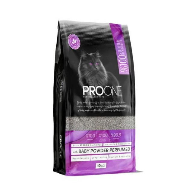 Pro One Hypoallergenic Bebek Pudrası Kokulu İnce Taneli Sodyum Bentonit Kedi Kumu 10 Kg