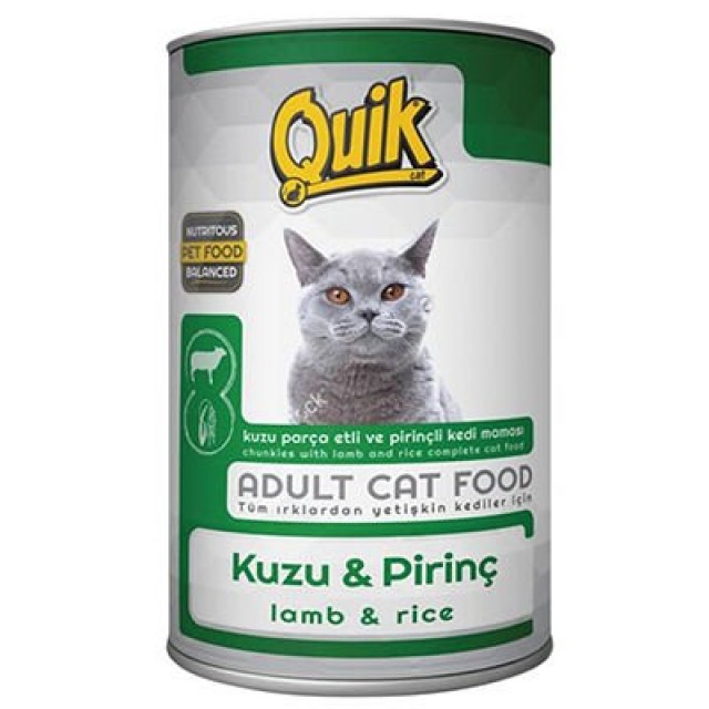 Quik Kuzu Etli ve Pirinçli Yetişkin Konserve Kedi Maması 1 Adet 415 Gr