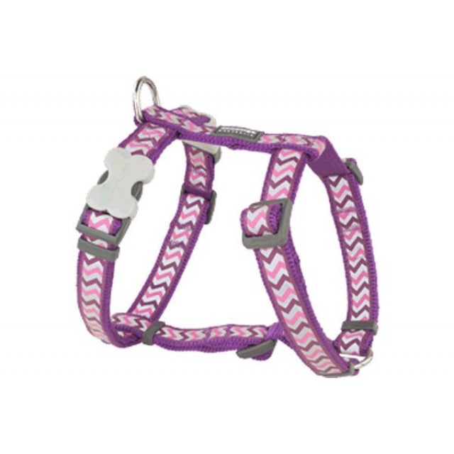 Red Dingo Reflektörlü Ziggy Desenli Köpek Göğüs Tasması Mor 25 Mm Xlarge