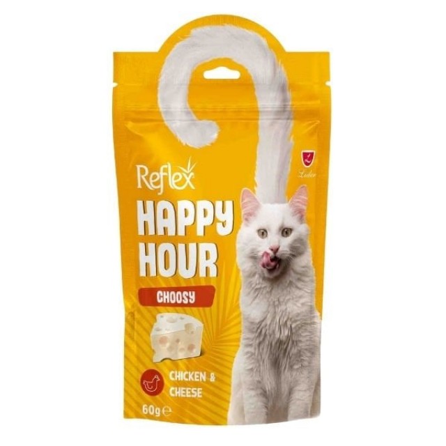 Reflex Happy Hour Tavuk Etli ve Peynirli Seçici Kediler için Kedi Ödülü 60 Gr