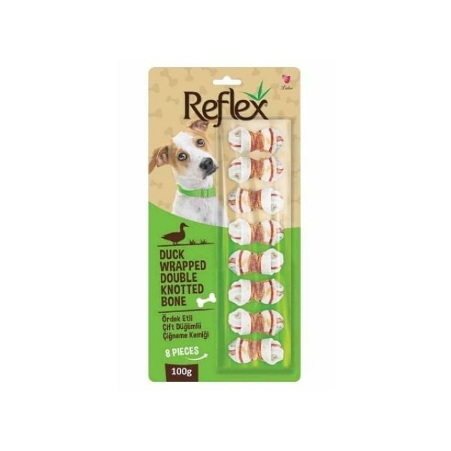 Reflex Ördek Etli Çift Düğümlü Sekizli Çiğneme Kemiği Köpek Ödülü 100 Gr Reflex Ördek Etli Çift Düğümlü Sekizli Çiğneme Kemiği Köpek Ödülü 100 Gr