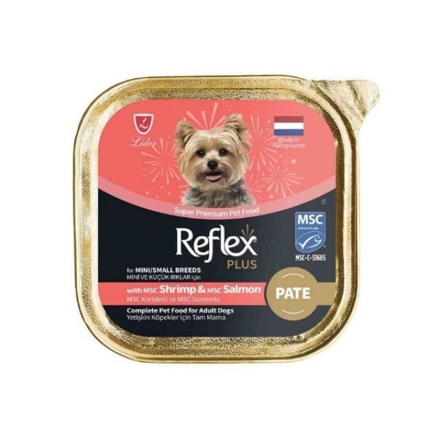 Reflex Plus Pate Karidesli ve Somonlu Küçük Irk Yetişkin Konserve Köpek Maması 85 Gr