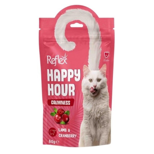 Reflex Happy Hour Kuzu Etli ve Kızılcıklı Sakinleşmeyi Destekliyici Kedi Ödülü 60 Gr