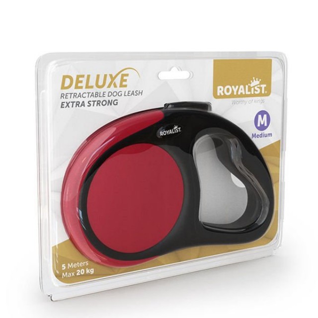 Royalist Deluxe Extra Strong Otomatik Köpek Gezdirme Tasması Kırmızı Medium 5M