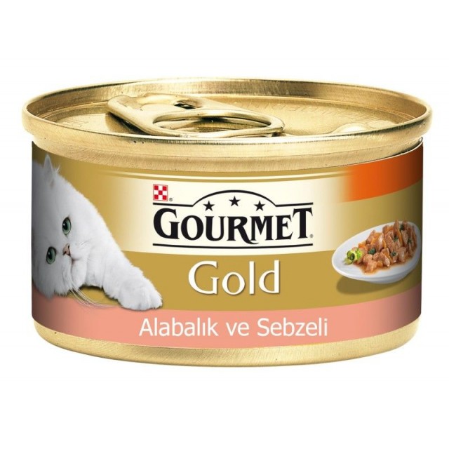 Gourmet Gold Alabalık ve Sebzeli Yetişkin Konserve Kedi Maması 85 Gr