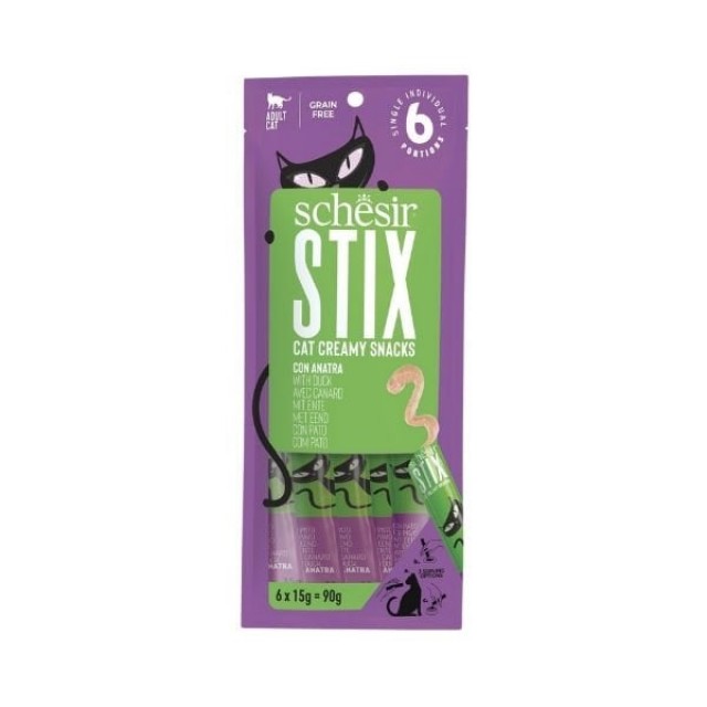 Schesir Cat Stick Ördekli Sıvı Kedi Ödül Maması 6 Adet 15 Gr